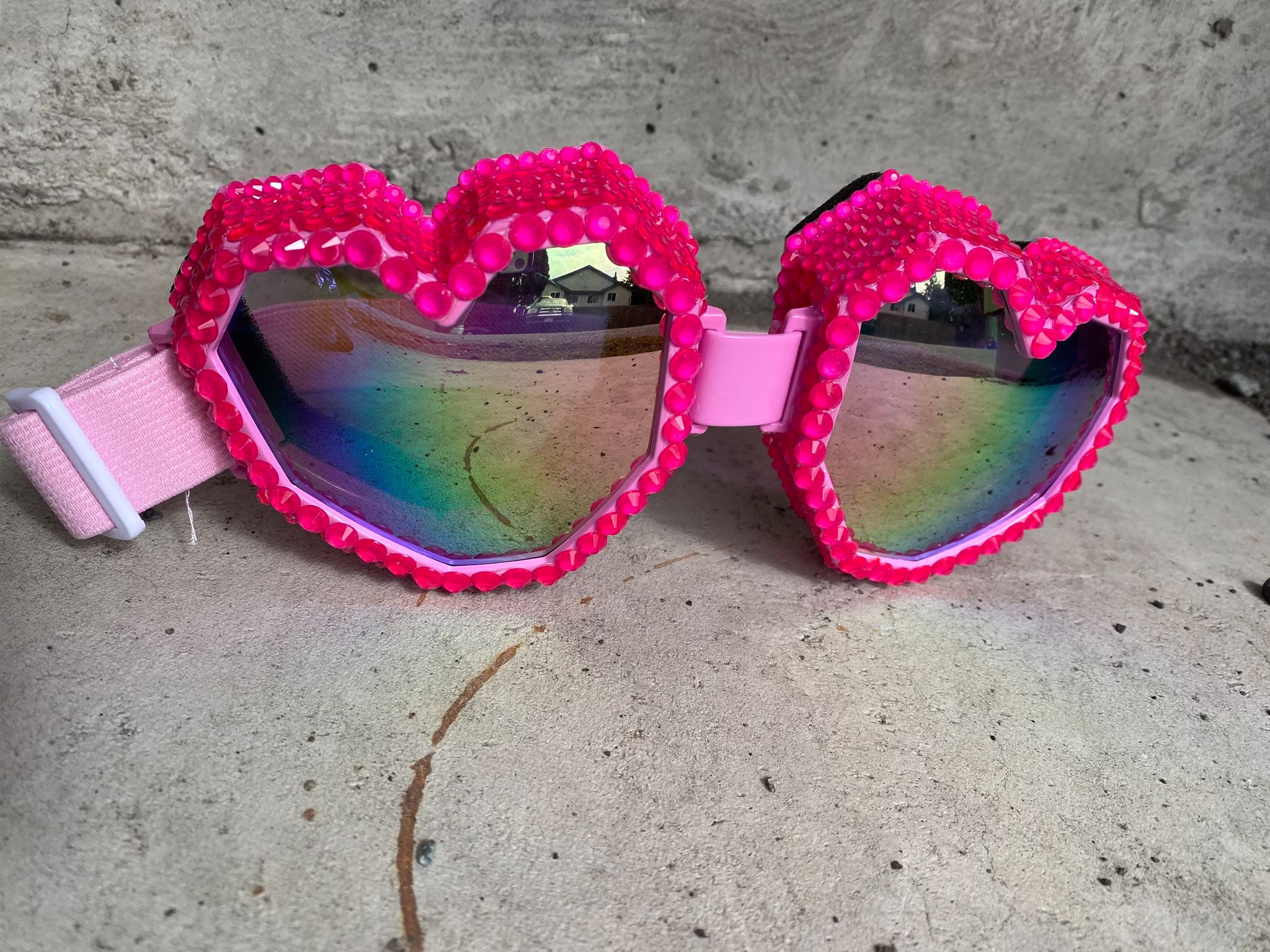 Hot Pink Uv Reactive Heart Shaped Goggles Goggles - Sunglasses -Accessories -Sunnies -Eyewear-Burning Man