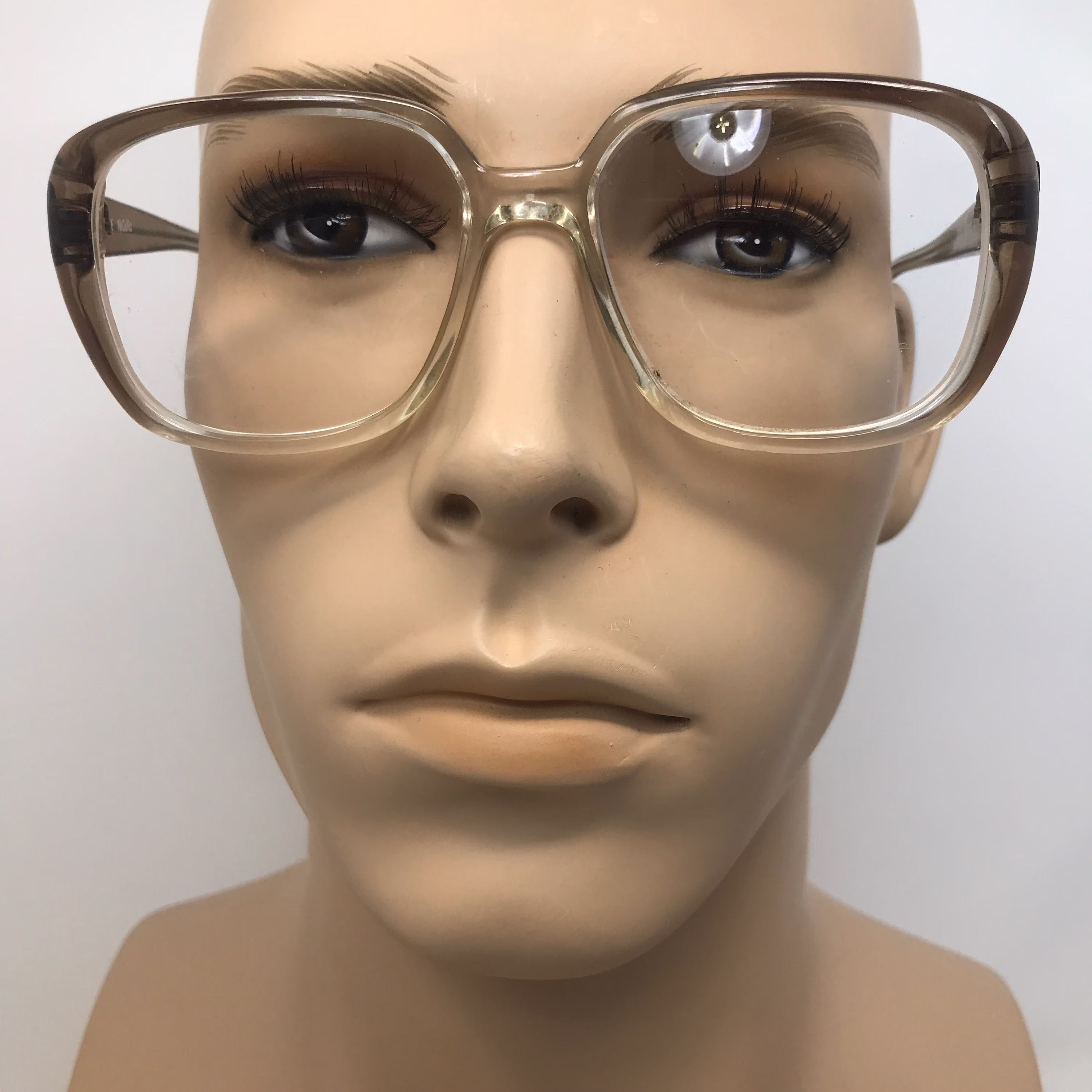 Vintage Geek Eyeglasses Nigura N0020 Glasses Frame Clear Brown Used Eyeglass Frames Retro
