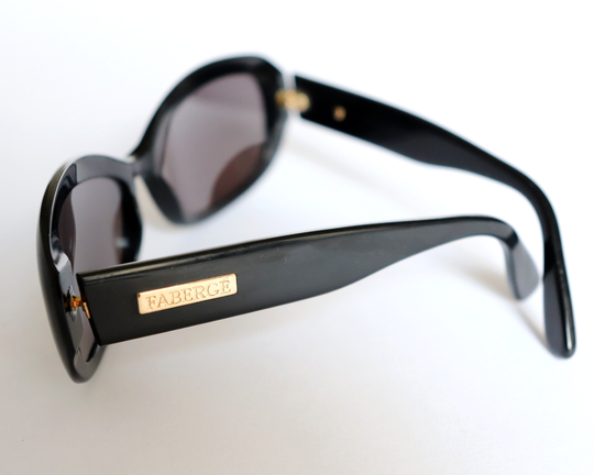 Faberge Eyeglasses Fb 520/20 | Authentic Vintage Faberge Black Oval Sunglasses With Golden Logo in The Original Case Made Germany