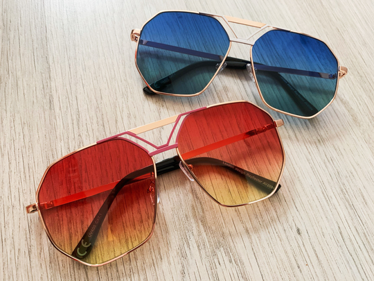 Retro 80S Style Flat Top Oversize Shield Women's & Men's Quality Sunglasses