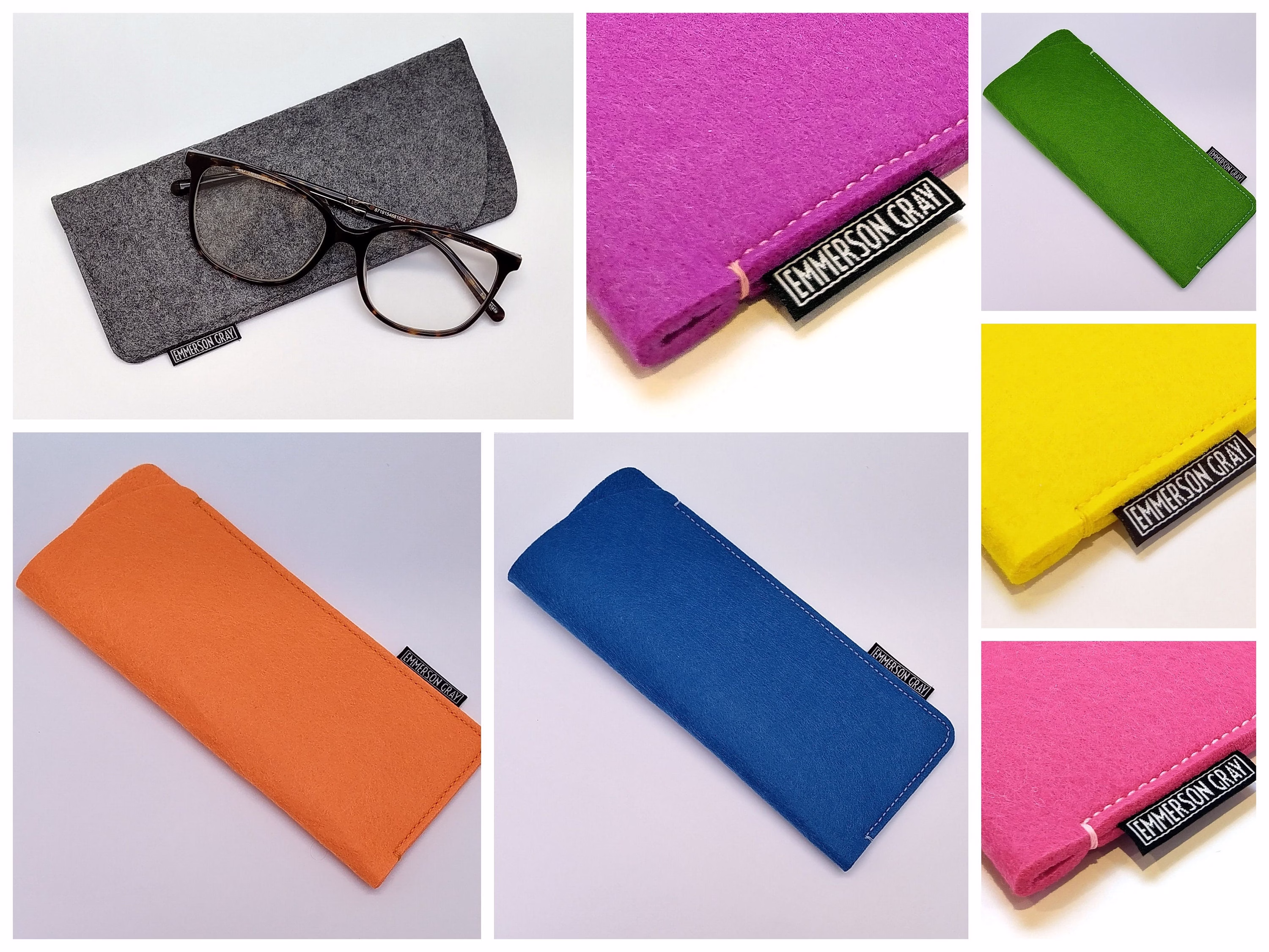 Glasses Case/Sunglasses Felt Sleeve Wallet, 7 Great Colours, UK Made, Perfect Fit