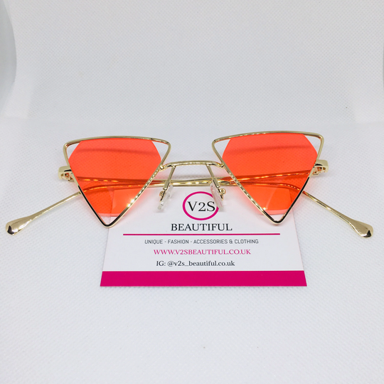 Funky 80S Retro Red Triangle Sunglasses, Vintage 90S Punk Boho Hippie Y2K Unisex Steampunk