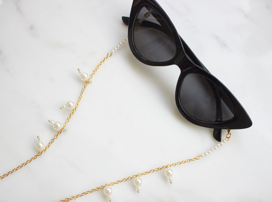 Pearl Sunglasses Chain, Beaded Lanyard, Glasses Straps, Eyeglass Chain Gold, Sunny Cords, Holder
