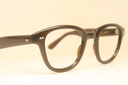 Vintage Brown Horn Rimmed Glasses Diamond Plate Eyeglass Frames