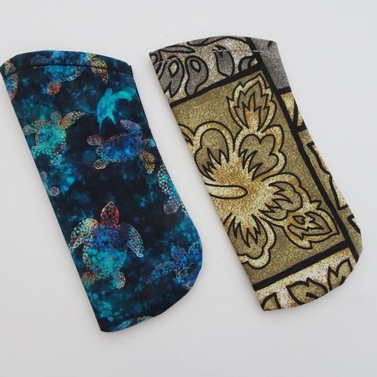 Sunglasses Case, Tropical Eyeglass Blue Sea Turtle Case Tropical, Tan Fabric For Glasses, Beach