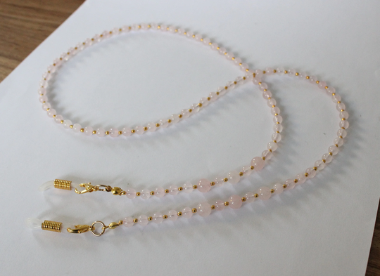 Rose Quartz Gemstone Glasses Chain, Sunglasses Spectacles Holder, Simply Range