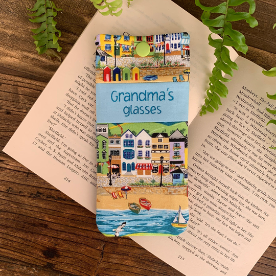 Personalised Beach Scene Fabric Glasses Case Handmade Seaside Holiday Snap Sunglasses Pouch With Free UK Delivery