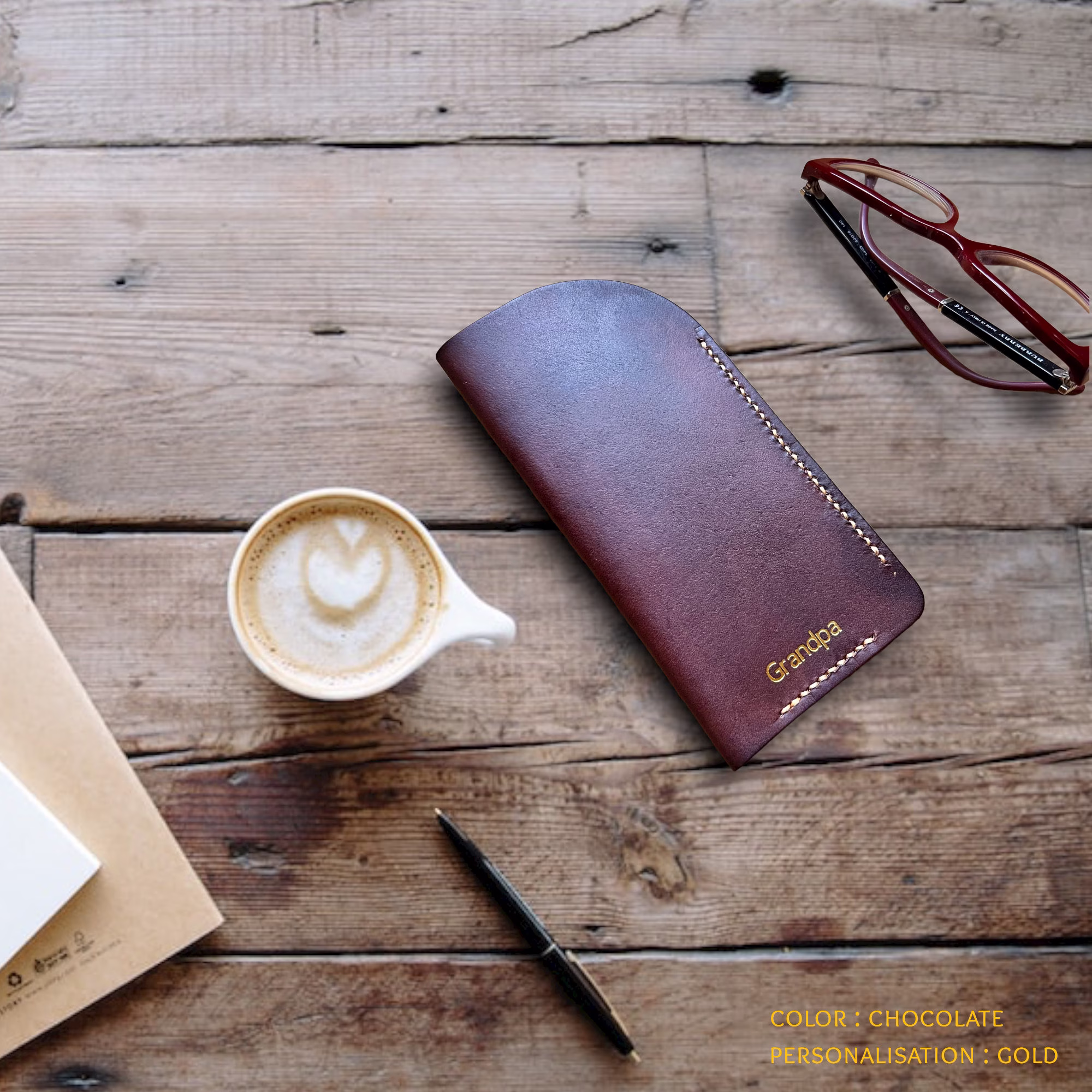Personalise Leather Glasses Case, Sunglasses Eye Wear Gift For Grandad, 3rd Anniversary Dad