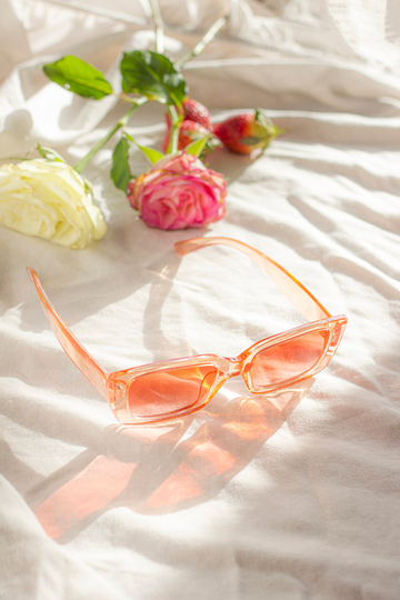 Transparent Orange Rectangle Chunky Edge Sunglasses