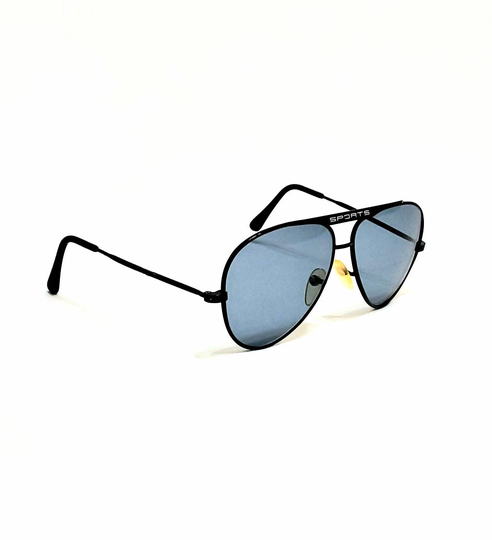 Vintage 70's 80's Aviator Sports Sunglasses in Black Metal Frame Made Taiwan