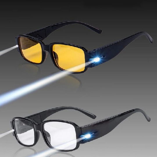 (White, 04*) Unisex Rimmed Reading Eyeglasses Glasses Spectacles Magnifier with LED Light