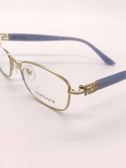 Vintage New Old Stock Versace Blue Gold Eyeglass Frames Mod 1226-B Demo Lenses