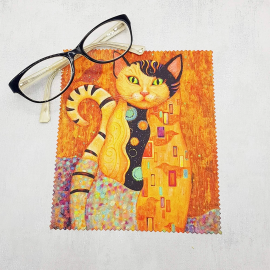 Gustav Klimt Golden Cat Soft Cloth For Eyeglasses, Lens, Spectacles, Screens, Art Lover Gift