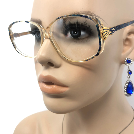 Vintage Julian Beaumont Jb204 Eyeglasses Glasses Frame Blue Clear Square Used Eyeglass Frames Retro