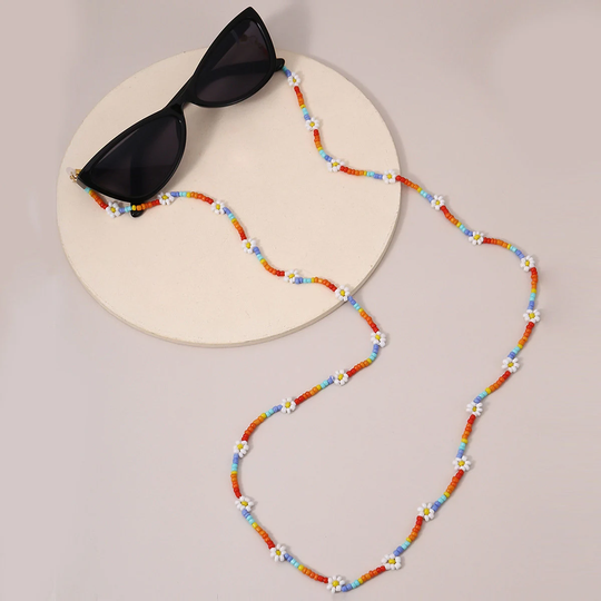 Flower Beaded Sunglasses Chain, Boho Chic Cord, Glasses Hip Chain