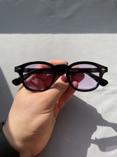 Unisex Retro Round Square Sunglasses | Black Frame & Purple Lenses Other Colours Available Johnny Depp Style Sunglasses UK Seller