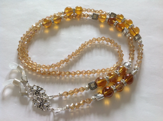 Topaz Crystal Glass Beaded Eyeglass Holder Chain Glasses Work Lanyard Security Pass Face Mask