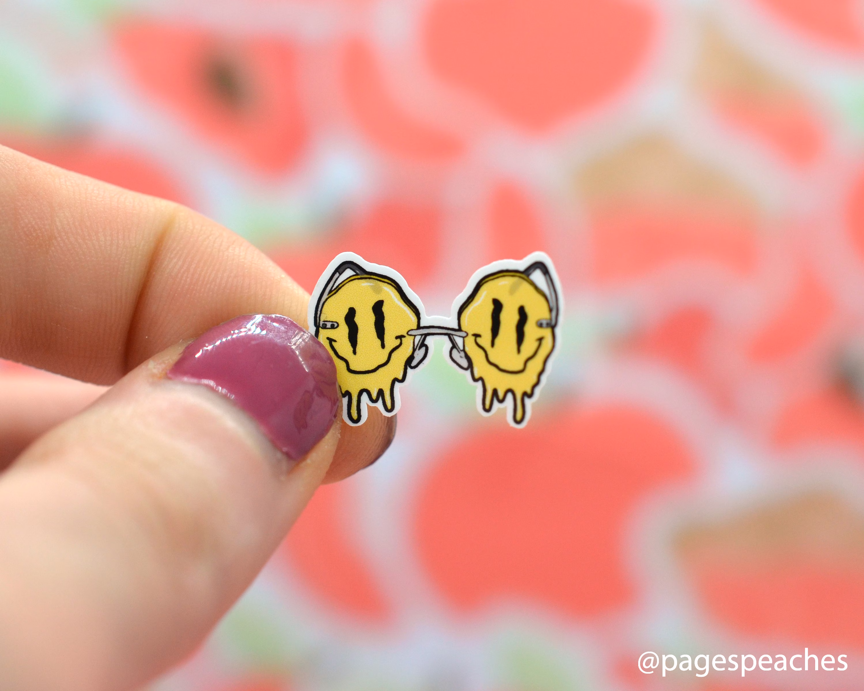 Melting Smiley Face Sunglasses Sticker Mini Airpod Tiny Phone Case Stickers Small Waterproof Vinyl