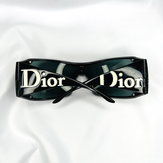 Christian Dior Sunglasses Shield Black Oversized Logo Overshine 2 White Monogram Visor Wrap Ski Chunky Tinted Vintage Y2K 90S Authentic