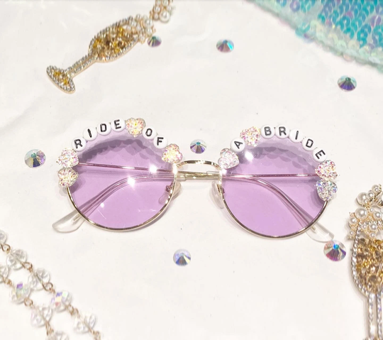 Ride Of A Bride Hen Do Round Purple Sunglasses