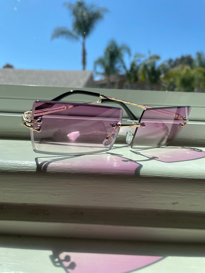 Purple To Clear Square Sunglasses