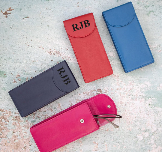 Personalised 100% Genuine Leather Glasses Case - Fits 2 Pairs Of Unisex Personalized Gift For Him/Her Birthday Gifts