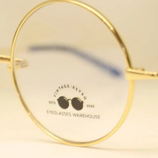 Gold Round Retro Glasses Gandhi John Lennon Windsor Style Eyewear