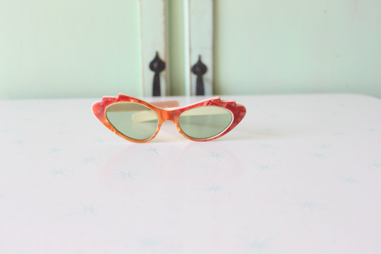 1950S 1960S Cat Eye Sunglasses..vintage Eyewear. Fancy. Cateye. Accessories. Orange. Twiggy. Designer. 1950S. Rare. Gogo. Gems. Atomic