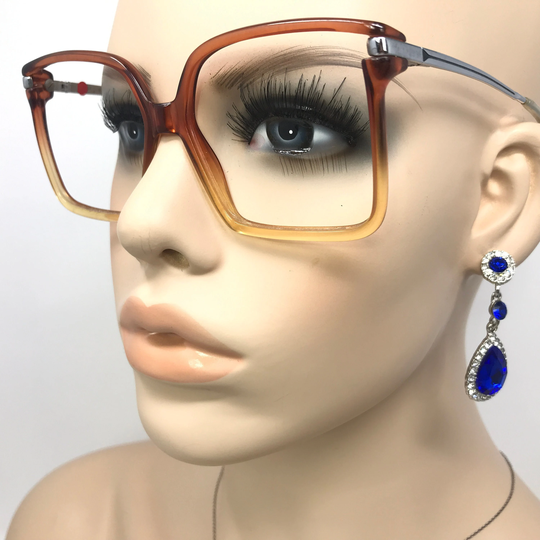 Vintage Saphira Eyeglasses Glasses Frame Brown Amber Square Used Eyeglass Frames Retro Germany