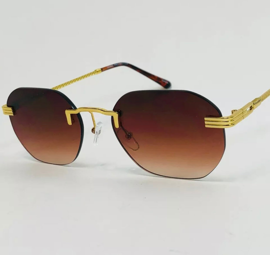 Sunglasses Shades Eyeglasses Classy Hip Hop Nice Rimless Sophisticated 2 Brown Wood Buff Retro 90S Rapper Gangster
