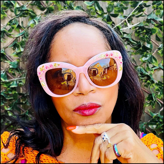 Luxury Oversize Rosebud Sunglasses, Pretty Woman Pink Party Shades, Floral Festival Sunnies, Embellished Beach Bling Eyewear, Summer Fashion
