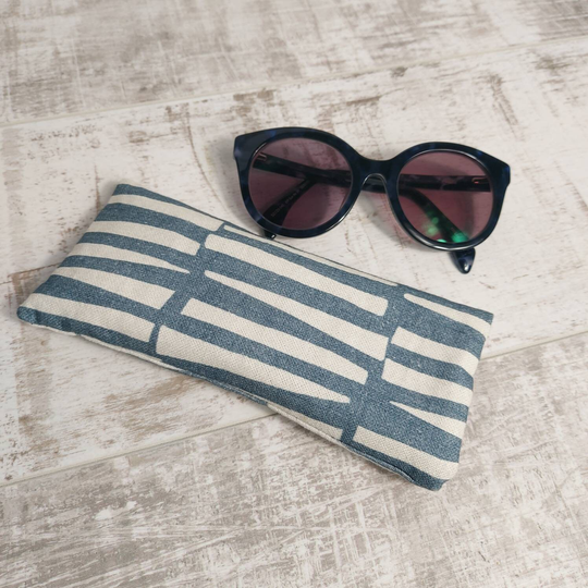 Scandi Print Padded Minimalist Glasses Case in Blue