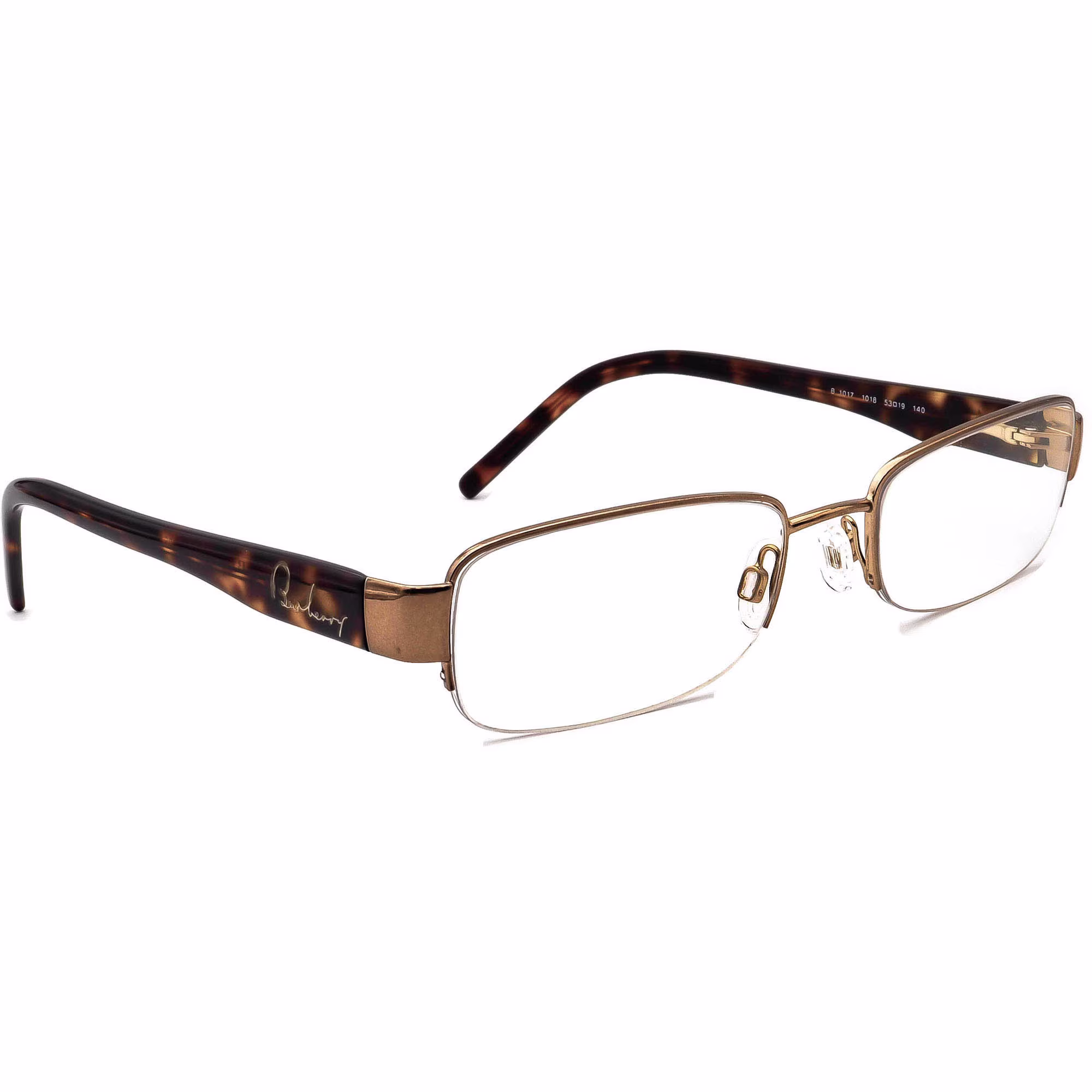 Burberry Eyeglasses B 1017 1018 Brown/Tortoise Half Rim Frame Italy 53[]19 140