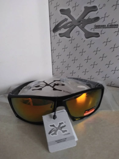 Sunglasses X Loop Poly Carbonate Lens Black/Gray Frame Yellow Orange
