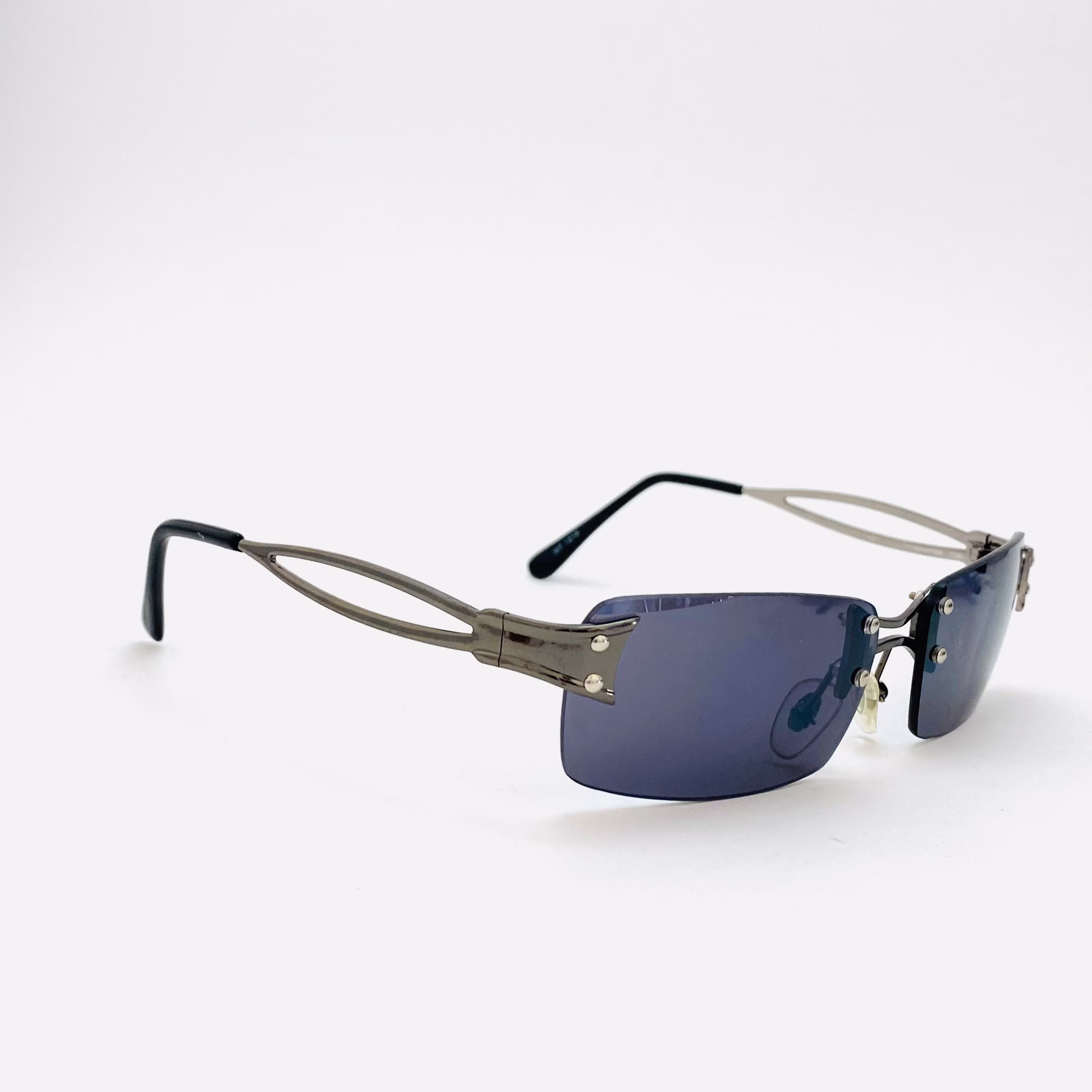 Authentic Y2K Made Black & Grey Rectangle Rimless Style Sunglasses