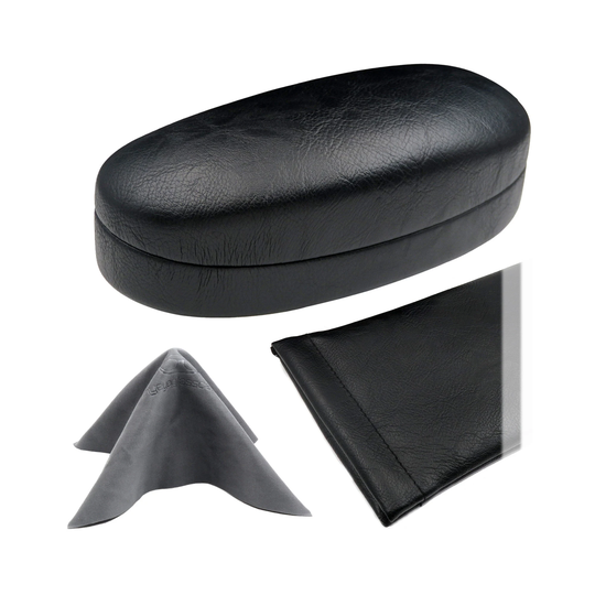 Hard Sunglasses Case with Soft Eyeglass Pouch - Glasses Shell Holder By Myeyeglasscase | As113+Ct8 Black