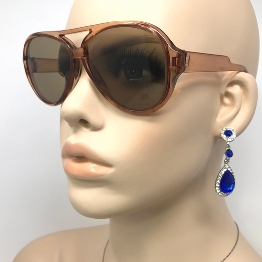 Vintage Ladies Sunglasses Frames Brown Orange Pilot Used Sun Shades Glasses Frame Retro Germany Small