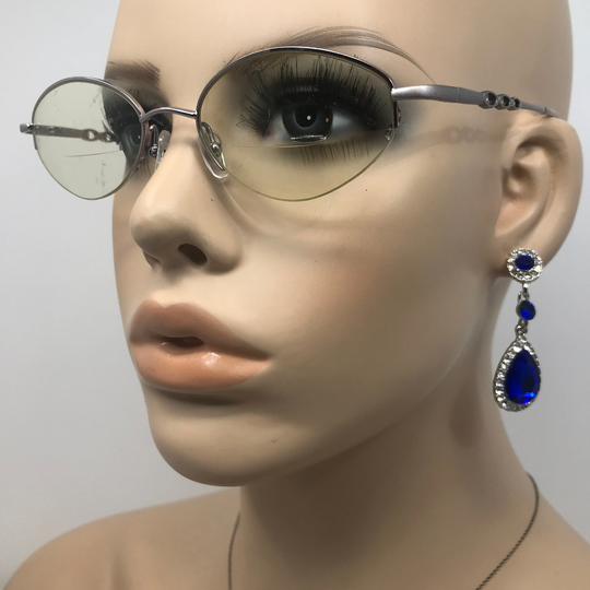 Vintage Ladies Eyeglasses Glasses Frame Silver Oval Half Rim Used Eyeglass Frames Retro