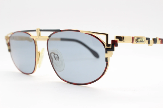 90S Vintage Cazal Sunglasses Model 247. Characteristic Flamboyant Design With Oval Lens On Abstract Curved Brow Line