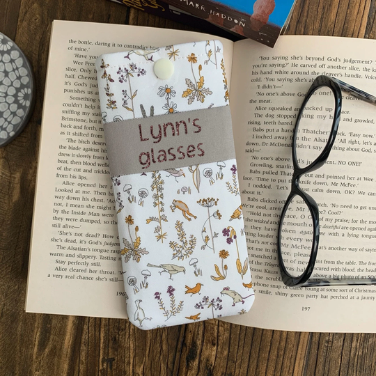 Personalised Liberty Sweet Dreams Tana Lawn Fabric Glasses Case Handmade Animal Print Snap Pouch With Free UK Delivery