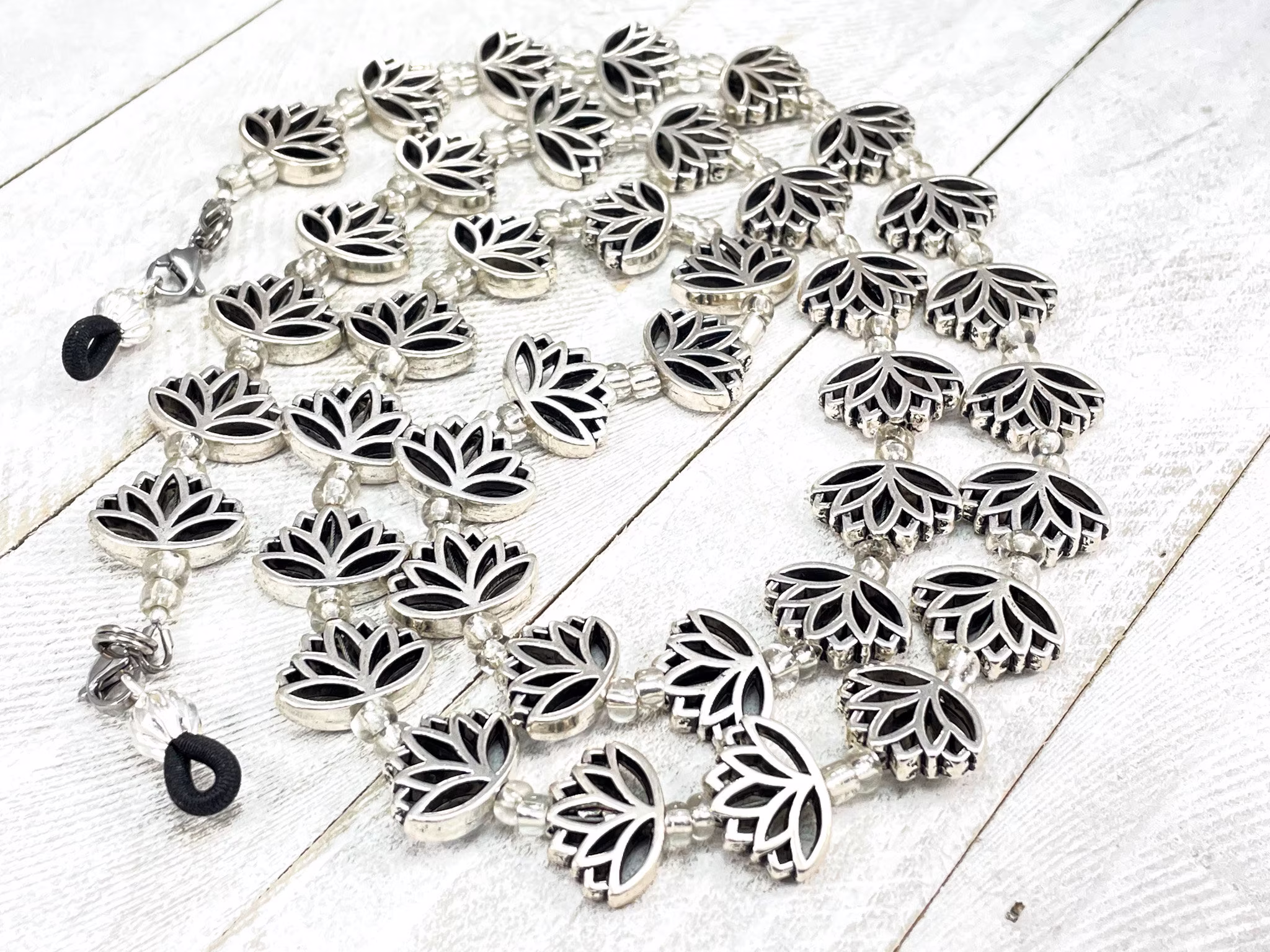 Lotus Antique Silver Eyeglass Chain-Eyeglass Holder-Glasses Chain-Sunglass Chain-Sunglasses Lanyard-Eyeglasses Chain
