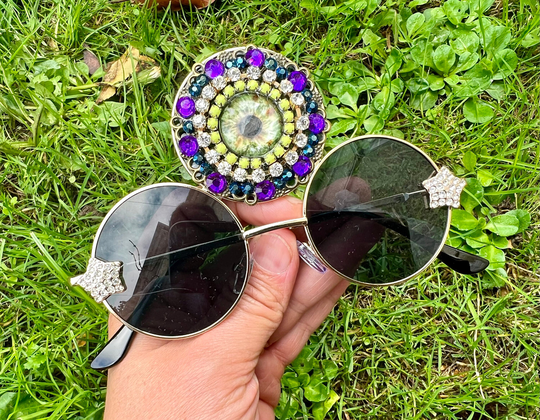 Black Jewelled Third Eye Metal Sunglasses