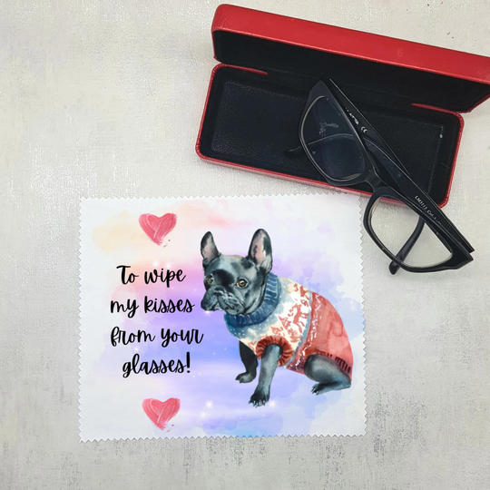 Soft Cloth For Eyeglasses, Lens, Spectacles, Screens, French Buldog Lover Gift