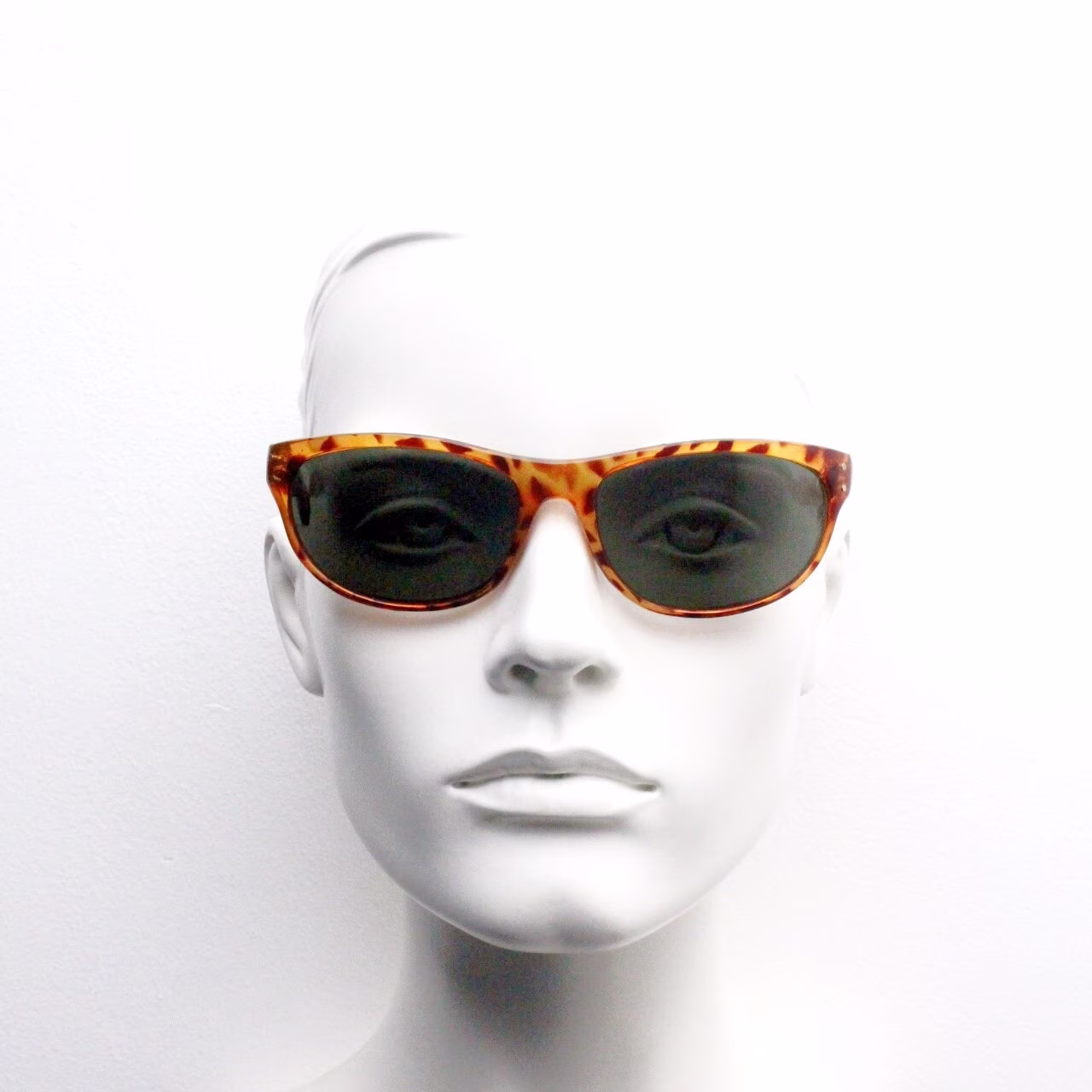 Y2K Vintage Bug Eye Sunglasses. Wrap Around Shield Style Tortoise Frame With Green Lenses. Visor. Unused Nos