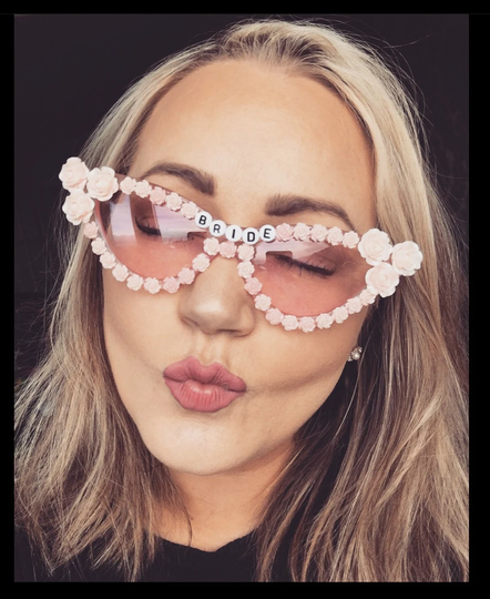Pink Floral Cat Eye Bride Sunglasses Hen Party Bachelorette
