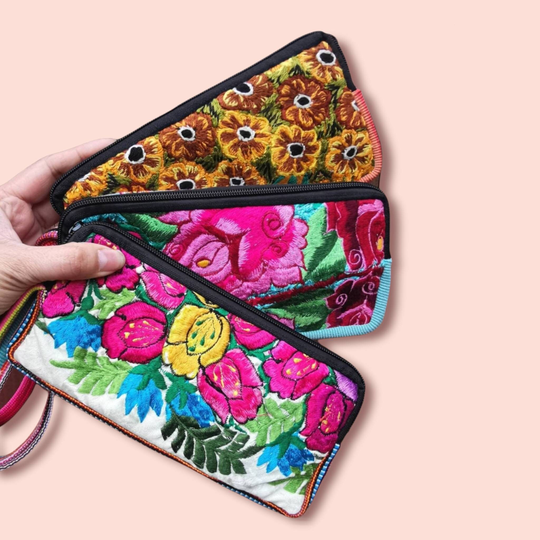Guatemalan Floral Purse, Wristlet Eyeglasses Or Phone Holder, Ethnic, Embroidered Clutch, Multi Colour Boho Bag, Hippie Purse
