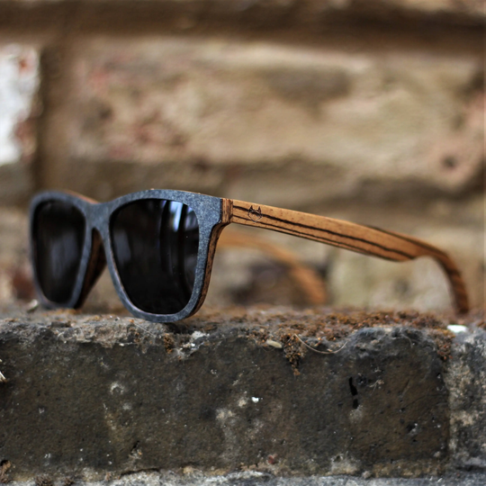 Stone & Zebra Wood Sunglasses. Polarized Wood Sunglasses, Men Women Stone Wayfarer, Wayfarer Sunglasses