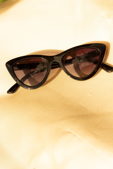 Gloss Black Deep Mini Cat Eye Sunglasses