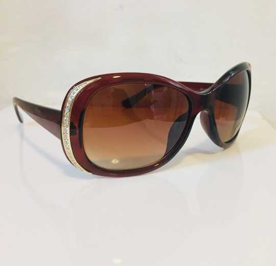Womans Brown Sunglasses, Vintage 90S Oval Sunglasses With Bling Rhinestone Corners, 60S Style Jackie O