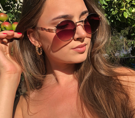Unisex Retro Vintage Inspired Oval Metal Hippie Sunglasses